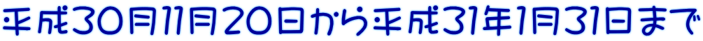 平成３０月１１月２０日から平成３１年１月３１日まで